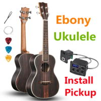 Ukulele 23 Inches Concert Ebony Mini Electric Acoustic Guitar 4 Strings Ukelele Guitarra Install Pickup Stringed Instrument