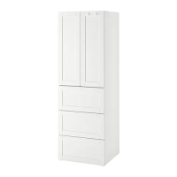SMÅSTAD/PLATSA 衣櫃/衣櫥, 白色 附框/附3個抽屜, 60x57x181 公分