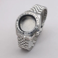 Mod Silver Watch Cases New Samurai Bezel Insert With Band Fit Seiko Prospex SNR025 NH35 NH36 Movement Watch Repair Replace Parts