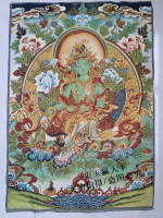 宗教佛像 刺繡版畫 西藏唐卡刺繡畫 織錦布畫絲織畫 綠度母