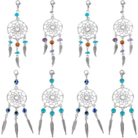 1 Box 16Pcs Dream Catcher Charms Bohemian Style Dream Catchers Charm Synthetic Turquoise Chakra Energy Amethyst Chip