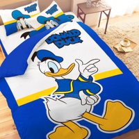 享夢城堡 雙人床包薄被套四件組-迪士尼唐老鴨Donald Duck 經典-藍