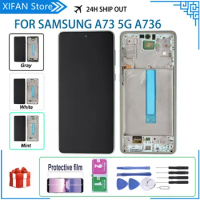 Super Amoled A73 Display with Frame For Samsung Galaxy A73 5G A736B LCD Display Touch Screen Digitizer Repair Parts