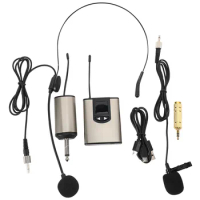 UHF Wireless Lapel Microphone with Bodypack Transmitter and Receiver