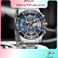 Cristiano Aillen Jam Tangan Pria Analog 8898 Rantai Stainless Steel Chronograph Kaca Sapphire Water 