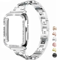 Bling Case+strap for Apple Watch band 40mm 44mm 41mm 45mm 38mm 42mm 40 mm Diamond Metal bracelet iWatch series 9 8 3 6 se 7 band