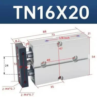 Cylinder pneumatic TN16 Twin Rod Pneumatik Angin Air Silinder Double Stroke TN 16 - TN 16x10 TN 16x2