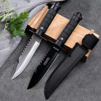 Stainless Steel Knife Steel Tactical Straight Knife Jungle Camping Self-defense Straight Knife Handle Hunting Knife