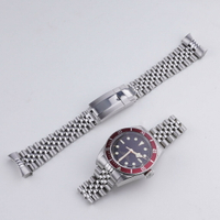 適用於 22mm tudor 帝舵 BlackBay 41 彎曲實心末端勞力士風格 鋼禧銀錶帶男士手鍊