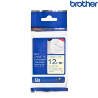 Brother兄弟 TZe-FA63 粉黃布底藍字 標籤帶 燙印布質系列 (寬度12mm) 燙印標籤 色帶