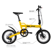 Aluminum Alloy Folding Bike Bicycle 16 Inch Variable Speed Folding Bicycles Double Disc Adult Student Walking Bikes