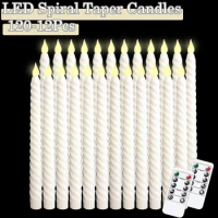 LED Candle Spiral Taper Candles Decorative Wedding Candles 3D-Wick Realistic Flameless Candles Light Birthday Party Decoration
