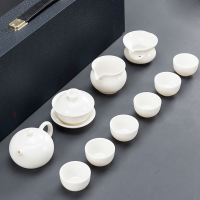 德化羊脂玉瓷功夫茶具套裝家用陶瓷蓋碗茶壺品茗茶杯整套白瓷禮盒