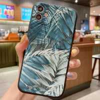 Painted Banana Leaf Cover For iPhone 14 13 12 11 Pro Max SE 2022 2020 XR 7 8 6 6S Plus 12 Mini X XS Soft Silicone Painting Case