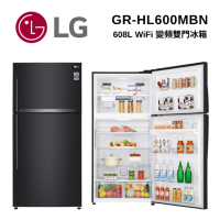LG樂金 GR-HL600MBN WiFi 變頻雙門冰箱 夜墨黑 / 608L (冷藏430/冷凍178)