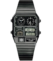 CITIZEN 星辰錶 Chronograph 復古計時電子腕錶(JG2105-93E)-32.5 x 40.6mm-黑面鋼帶【刷卡回饋 分期0利率】【APP下單4%點數回饋】