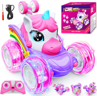 Unicorn Remote Control Car Toys for Girl - 360 °   Rotating Pink RC Stunt Cars 4WD Remote Cars for K