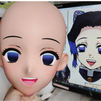 (GL23)Custom Cartoon Character Resin Half Head Crossdress Cosplay Japanese Anime Demon Slayer Kochou Shinobu Kigurumi Mask
