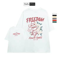 Áo Thun Nữ, Áo Phông Unisex By PEABOO Mã TN Freedom Rabbit Chất Cotton Thoáng Mát Form Rộng Tay Lỡ C