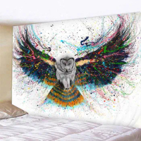 Colorful Owl Print Tapestry Psychedelic Cat Art Wall Hanging Boho Hippie Fantasy Witchcraft Room Decor Home Kawaii Wall Decor