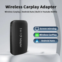 2023 New Mini AI Box Wired to Wireless Apple Carplay Android Auto Streaming Box Adapter For Universal Car Netflix YouTube IPTV