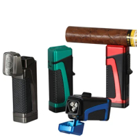 Lubinski Cigar Lighter Metal Butane Gas Torch Lighter For Cigar Smoking Tool Portable With Punch Cigar Holder Accessories