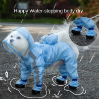 Legs can be used for towing dog raincoats, four legged waterproof, all inclusive small dog teddy bear raincoats, pet raincoats