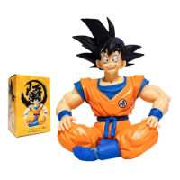 13cm Bandai Dragon Ball Z Anime Figure Sitting Position Son Goku Super Saiyan Action Figure Collection Model Doll Child Toy Gift