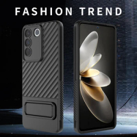 Mobile Phone Case Wavy Texture TPU Cover For OPPO Reno 8T Find X6 Ring Support Shockproof For VIVO S16E V27E IQOO 11 Pro 100Pcs
