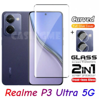 Pelindung Skrin 2 dalam 1, Untuk Realme P3 Ultra 5G 2025, Pelindung Filem Penuh, Kaca Bajaan Penutup
