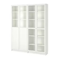 lemari buku dg panel/pintu kaca, putih/kaca, 160x30x202 cm