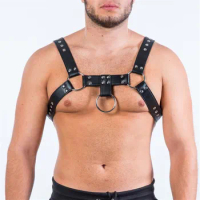 Gay Rave Harness Fetish Men Sexual Chest Leather Harness Belts Adjustable BDSM Strap Rave Gay Clothing For Adult Sex Sex Toys