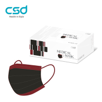 【CSD】中衛醫療口罩-成人平面-黑+櫻桃紅(30片/盒)