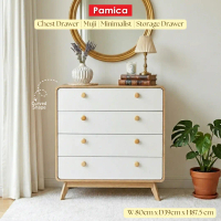 PAMICA Glasgow Muji Style 4 Drawers Chest Modern Furniture Storage Cabinet Living Room Almari