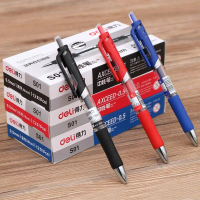 Deli Retractable Gel Pen Black 0.5mm Deli S01 Gel Pen Office Signature Pen Water Pen Wholesale