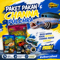 PAKET PAKAN CHANNA BLUE PULCHRA (Push Sirip Fin Ekor Biru, Yellow Spot, Full Dot) + Sticker Channa G