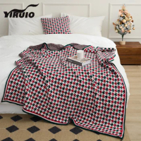 YIRUIO Luxury Christmas Decoration Blanket Winter Warm Cozy Downy Microfiber Knitted Bed Sofa Houndstooth Festive Gift Blankets