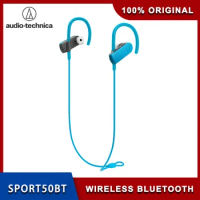 Original Audio Technica ATH-SPORT50BT Bluetooth Earphone Remote Control Wireless Sports Earphone IPX5 Waterproof For IOS Android