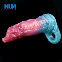NUUN 7.7 Inch Alien Soft Silicone Dildo Sheath With Anti-off Ring Textured Condom Male Cock Extender Couple Life Booster Sex Toy