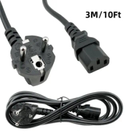 IEC C13 EU Power Cord Cable 10A Extension Cord 3m/10Ft EU Plug Power Supply Cable For TV HP Dell PC Computer Monitor Printer