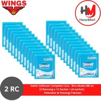 Soklin Softener Complete Care - Biru Muda 500 an [2 Renceng x 12 Sachet = 24 sachet] - Pelembut & Pe