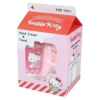 小禮堂 Hello Kitty 護手霜方巾禮盒 香皂香 (紅牛奶盒款)