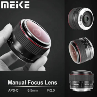 Meike 6.5mm F2.0 Ultra Wide Circular Fisheyes Manual Lens APS-C for Fujifilm X-Mount X-Pro2 X-E3 X-T1 X-T2 X-T10 X-T20 X-A2 X-E2