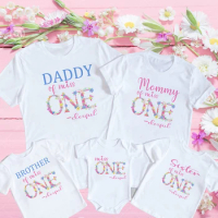 Miss ONE-derful Birthday Family Shirts floral 1st birthday family outfits mom dad brother sister onederful floral tops tees