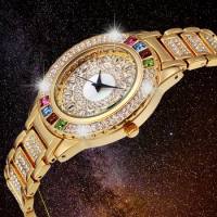 2021 Geneva Designer Ladies Watch Luxury Bling Diamonds Womens Quartz Watches Fashion Gold Bracelet Wristwatches ice-out XFCS