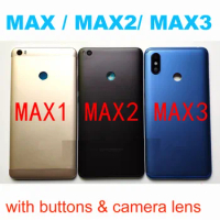 Original Battery Back Cover for Xiaomi Mi Max 2 3 MAX2 MAX3 Rear Door Housing Case with Power Volume Buttons + Camera Glass Lens