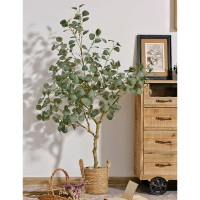 仿真綠植盆栽北歐ins風尤加利樹大型假植物金錢葉擺件室內裝飾樹