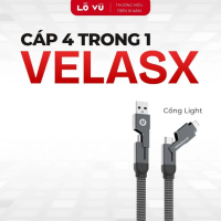 Dây sạc nhanh 4 trong 1 velasX velasboost, Truyền dữ liệu, Bọc dù, Đầu nam châm, Sạc đa năng - Lỗ Vũ
