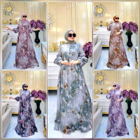Gamis Plisket Cantik Motif Bunga