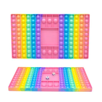Big Rainbow Chess Board Bubble Game Fidget Sensory Toys Kit Anti Stress Relief Fidget Toys Set Interactive Game Kids Girls Gift